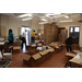 A room with boxes of donated goods