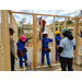 3 YouthBuilders holding up a framed wall